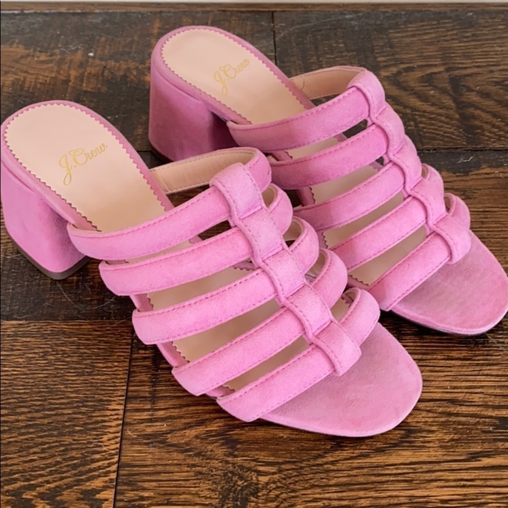 Jcrew strappy penny slides suede pink l5477